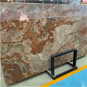Natural Green and Brown Onyx Slab for Table Top & Countertop