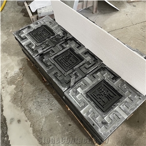 New Design Black Granite Cnc Carving for Outdoor Wall Decor