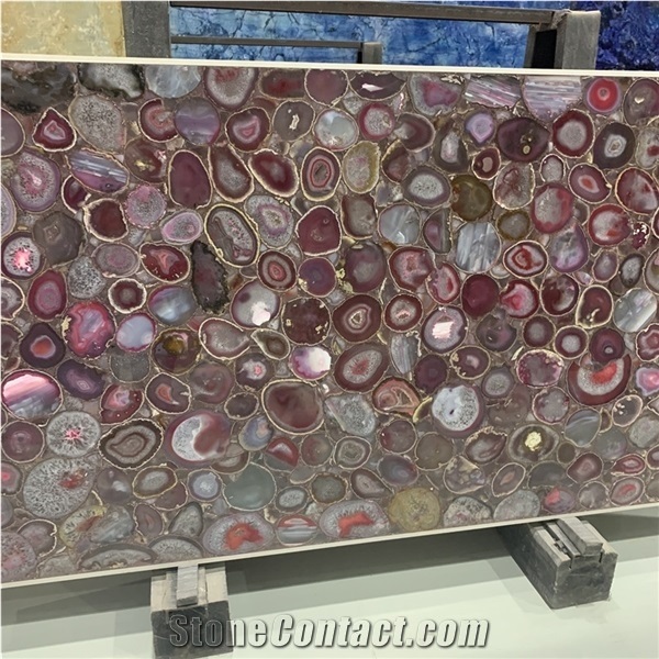 Red Semiprecious Stone Slab &Tile Agate Stone For Wall Decor