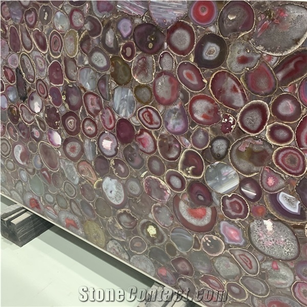 Red Semiprecious Stone Slab &Tile Agate Stone For Wall Decor