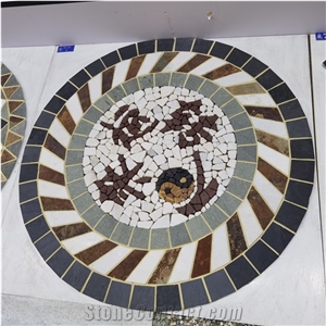 Slate Stone Simple Mosaic Medallion Pattern Tile for Outdoor