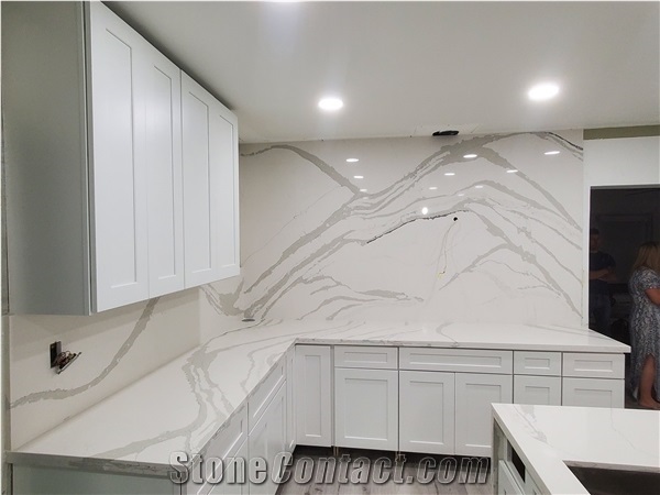 Calacatta White Artificial Quartz Slabs Solid Surface Stones