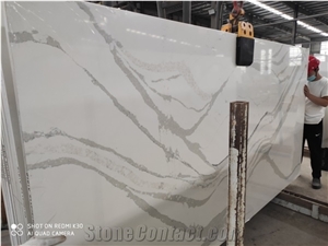 Calacatta White Artificial Quartz Slabs Solid Surface Stones