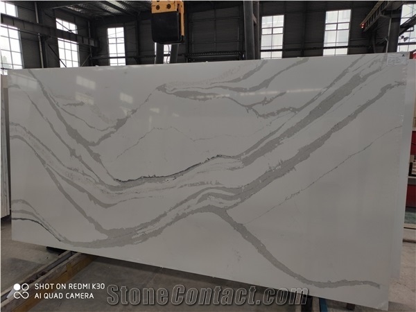 Calacatta White Artificial Quartz Slabs Solid Surface Stones