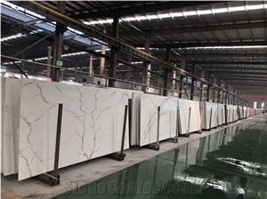 White Calacatta Artificial Quartz Reception Top Engineer Stones