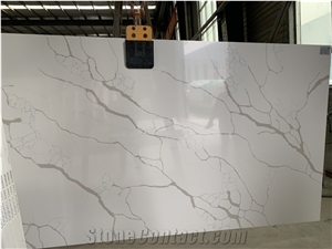 White Calacatta Artificial Quartz Slabs Engineer Stones