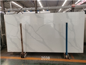 White Calacatta Artificial Quartz Slabs Engineer Stones