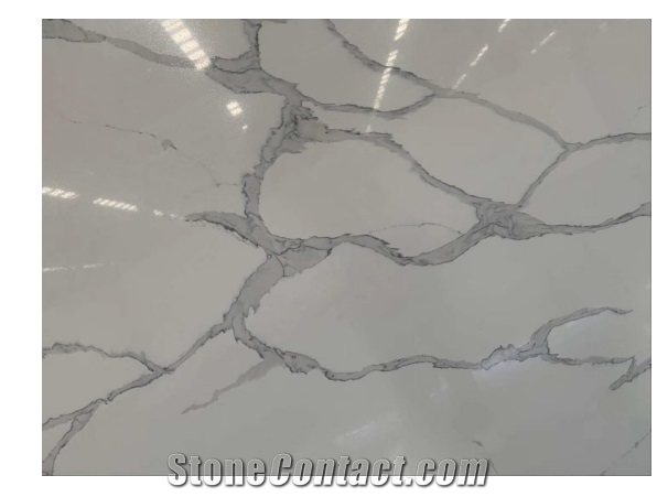 White Calacatta Artificial Quartz Solid Surface Stones