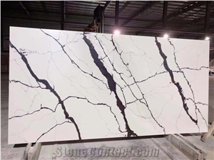 White Calacatta Artificial Quartz Stones Reception Desk
