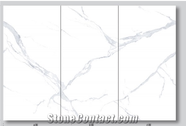 White Calacatta Porcelain Tiles Ceramic Slab