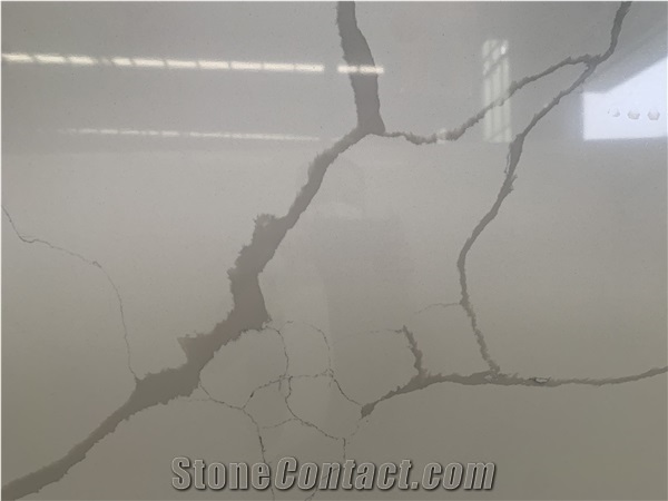 White Calacatta Quartz Stones Solid Surface Slabs