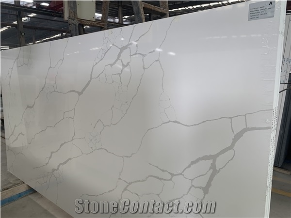 White Calacatta Quartz Stones Solid Surface Slabs
