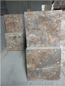 Yellow with Red Line Marble Stone Flooring Tile