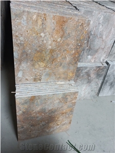 Yellow with Red Line Marble Stone Flooring Tile