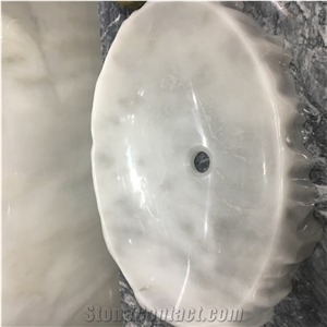 China White Round Wash Bowls Marble Wash Farmhouse Sinks