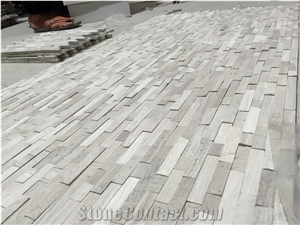 Marble Linear Strips Mosaic White Wooden Mosaic Splash Tile Marble Linear Strips Mosaic White Wooden Mosaic Splash Tile