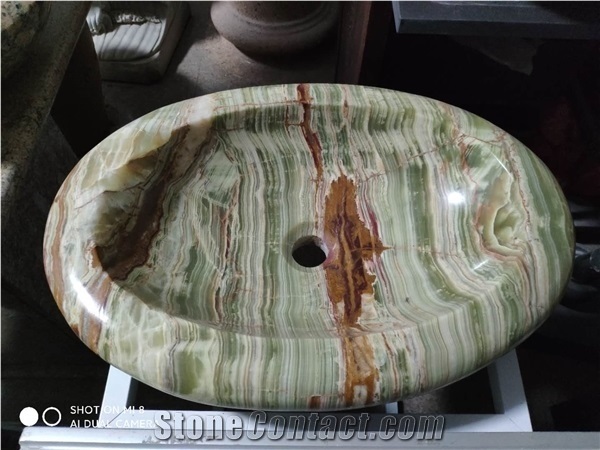 Onyx Vessel Wash Bowls Sinks Green Onyx Oval Sinks