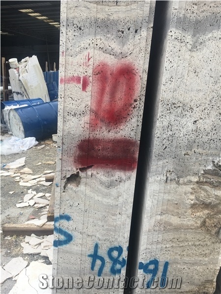 Persian White Travertine Wall Cladding Slabs Titanium Slab