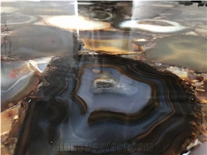 Round Grey Agate Cafe Table Tops Semiprecious Tabletops