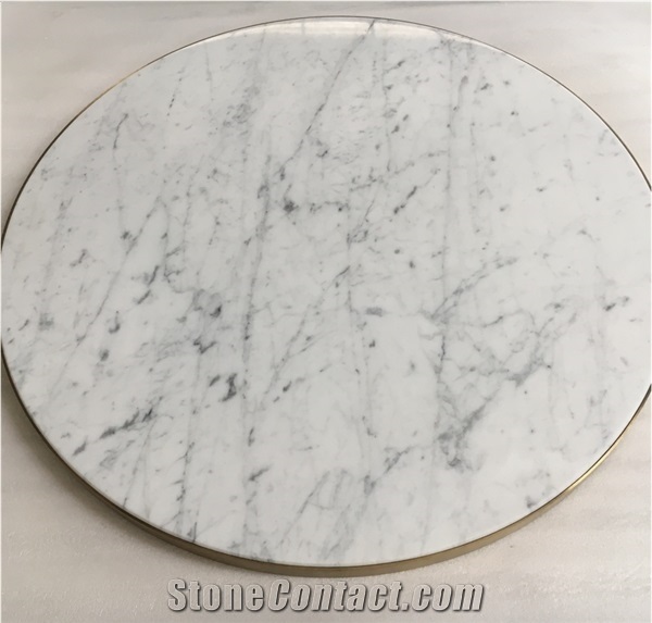 Round Marble Coffee Table Statuario Office Meeting Table Top