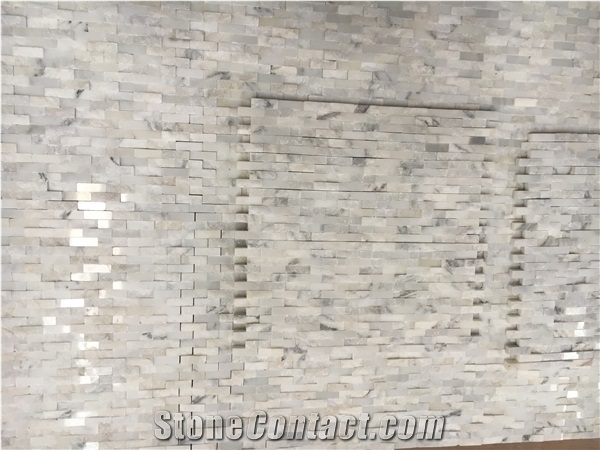 Split Calacatta Gold Wall Mosaic Linear Strip Backsplsh Tile