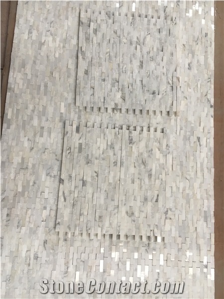 Split Calacatta Gold Wall Mosaic Linear Strip Backsplsh Tile