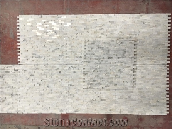 Split Calacatta Gold Wall Mosaic Linear Strip Backsplsh Tile