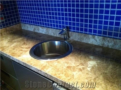 Light Emperador Marble Bathroom Countertop, Vanity Top