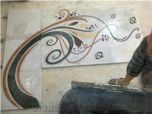 Marble Waterjet Pattern, Floor Medallions