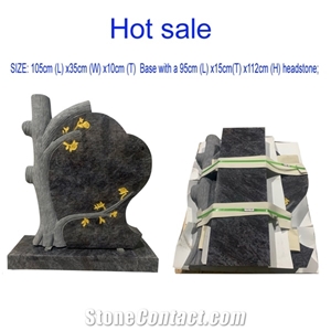 Bahamas Blue Granite Engraved Monuments, Heart Headstones