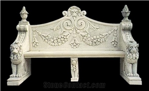 Carved Stone Outdoor Beige Marble Bench & Garden Tables Carved Stone Outdoor Beige Marble Bench & Garden Tables