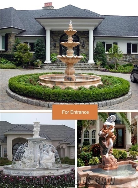 Large Marble Fountains with Cherub Statue, Water Features