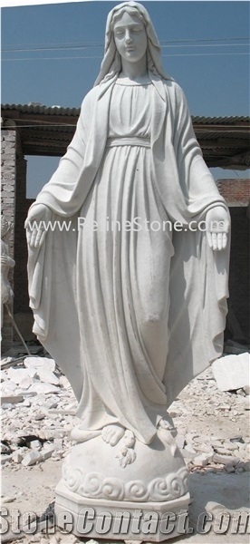 Life-Size Blessed Virgin Mary With Baby Jesus Statue Marble