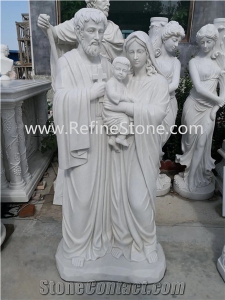 Life-Size Blessed Virgin Mary With Baby Jesus Statue Marble