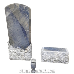 Monuments, Azul Blue Macaubas Quartzite Lawn Memorials