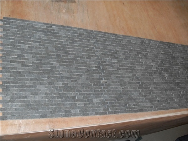 Polished Grey Basalt With Natural Split Tile, Wall Mosaic