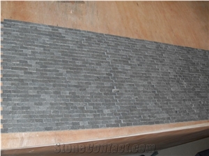 Polished Grey Basalt With Natural Split Tile, Wall Mosaic