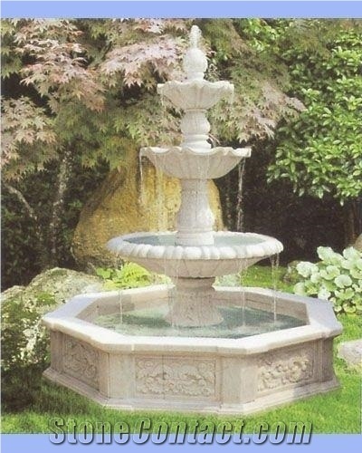Stone Carving Sculpture Water Feature  Beige Marble Fountain