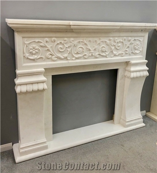 Uk Design White Limestone Fireplace and Surrounds Mantels