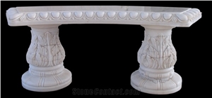 White Marble Elephant Garden Stone Table and Bench