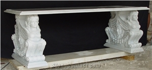 White Marble Elephant Garden Stone Table and Bench