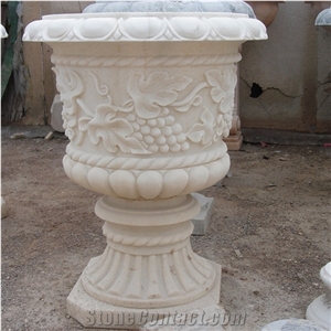 White Marble Flower Pots and Carving Marble Flower Stand