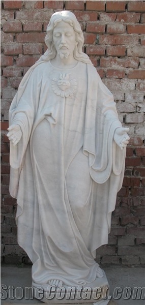 White Marble Virgin Mary Hand Carved Garden Statues