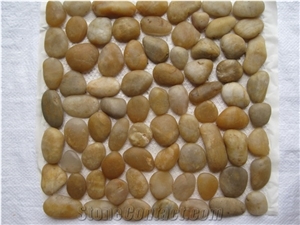 Yellow River Decorative Pebble Mosaic Tile, Pebble Mosaic