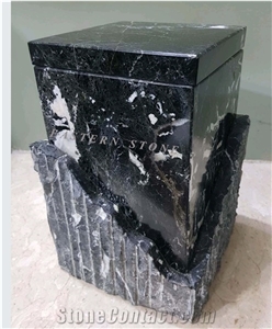 Black Marble Stone Ash Urn, Funeral Urn, Black Zebra Marble Cremation Urn Black Marble Stone Ash Urn, Funeral Urn, Black Zebra Marble Cremation Urn