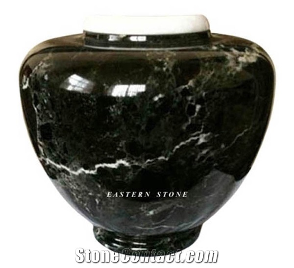 Black Marble Stone Ash Urn, Funeral Urn, Black Zebra Marble Cremation Urn