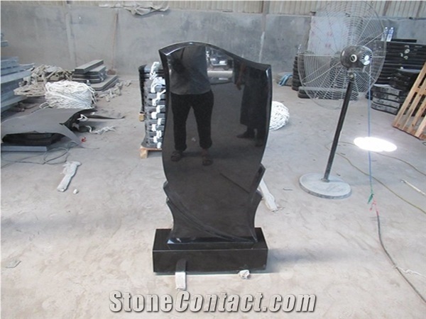 Russia Style Absolute Black Granite Grave Monument
