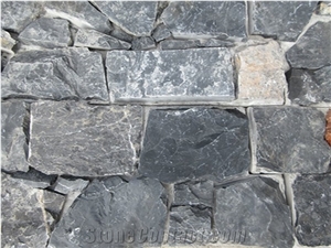 Yixian Black Limestone Cement Brick Stacked Stone Veneer
