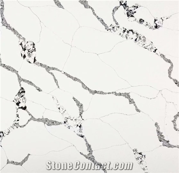 Calacatta White Quartz Engineered Stone Slabs for Countertop