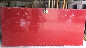 Cuarzo Rojo Estelar Red Stellar Quartz Slabs for Countertops